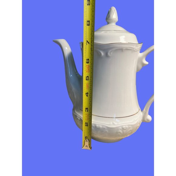 Southington By Baum Golden Rhapsody Fine China White Teapot w/ Gold Color Trim - Picture 8 of 12